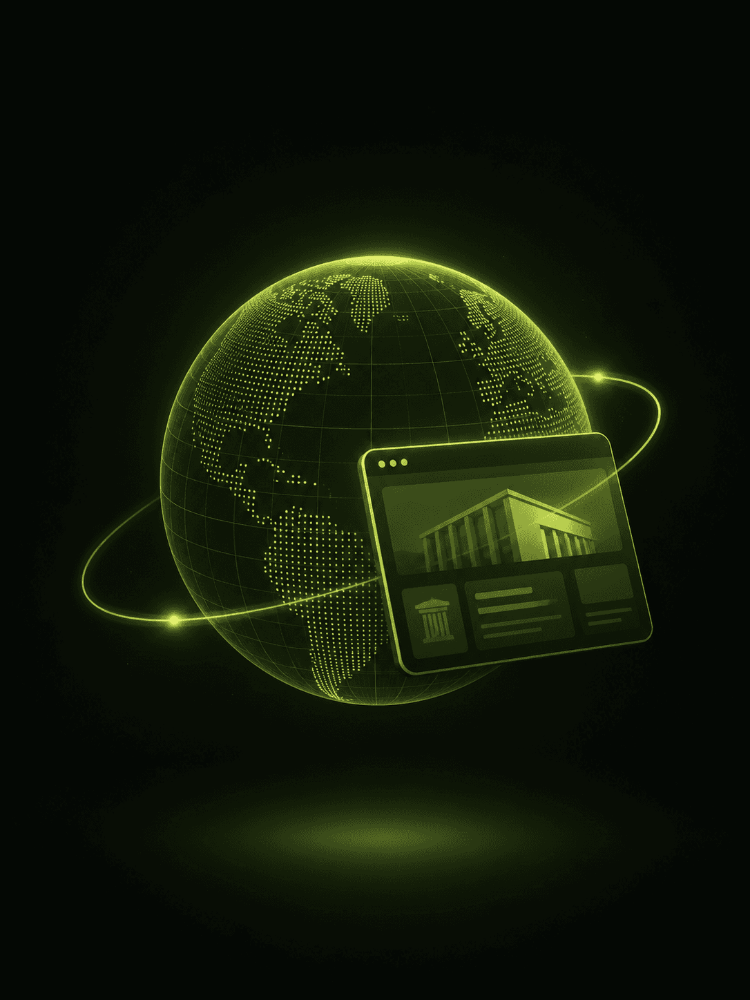 Ilustração de um site institucional profissional em vários dispositivos